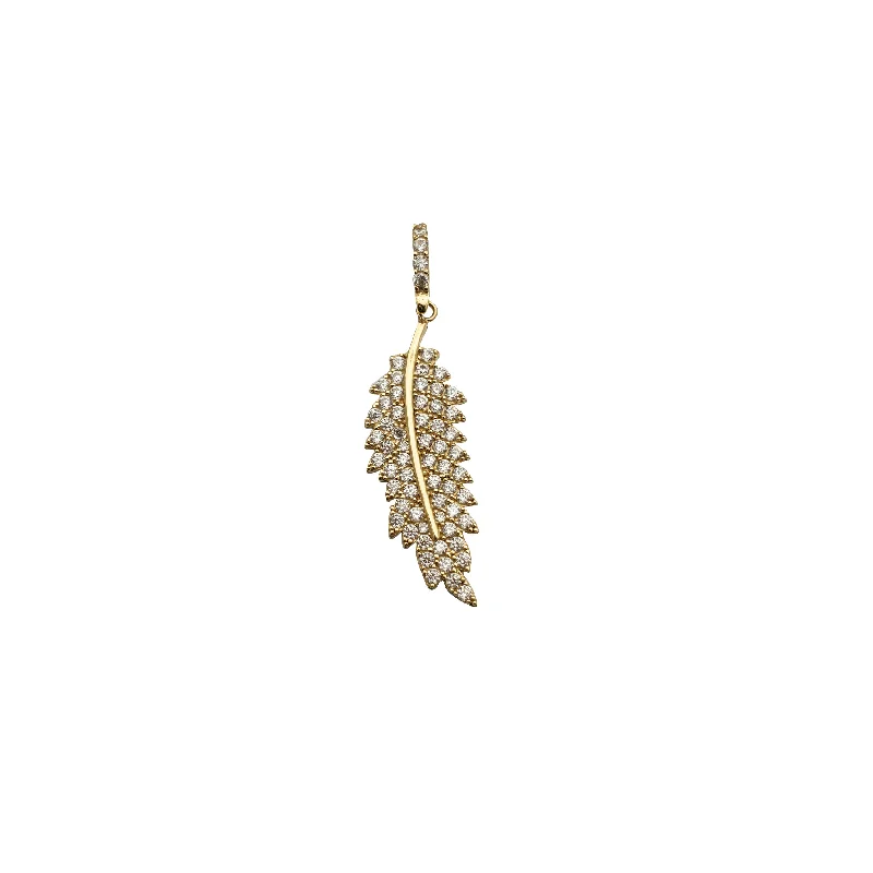 opal cluster ring unique Iced-Out Feather Pendant (14K)
