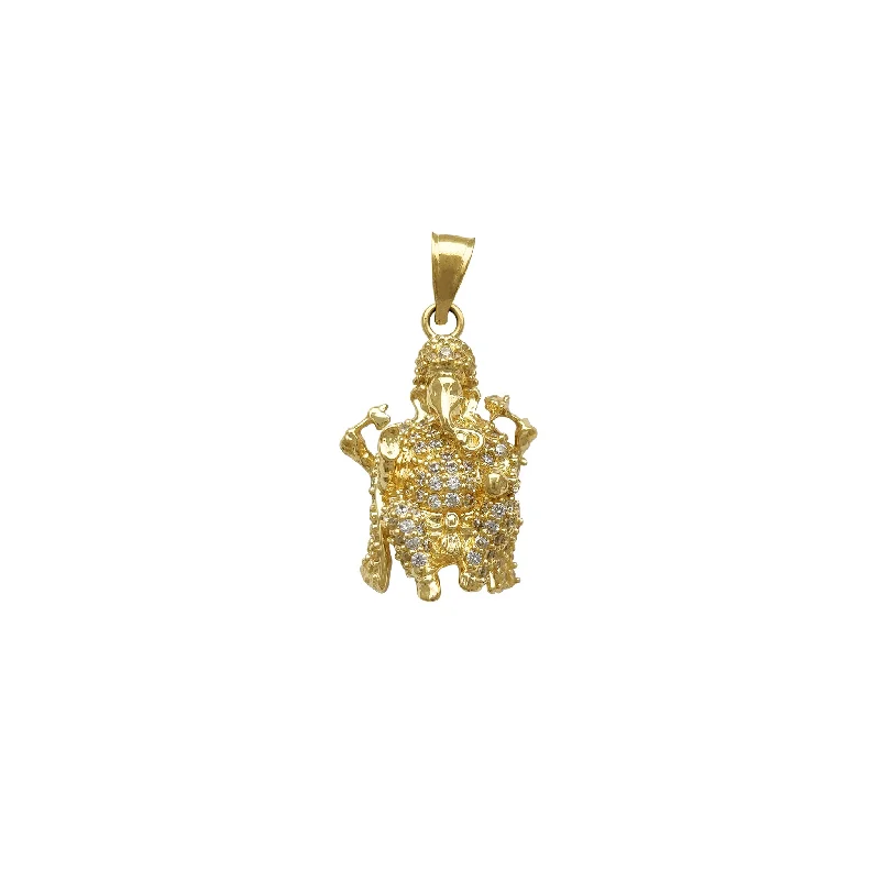 boho macrame bead anklet Iced-Out Ganesha Pendant (14K)