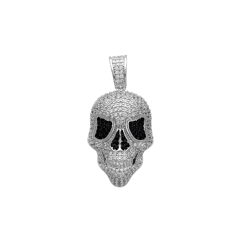 birthstone charm bracelet for mom Iced-Out Ghost Skull Pendant (Silver)