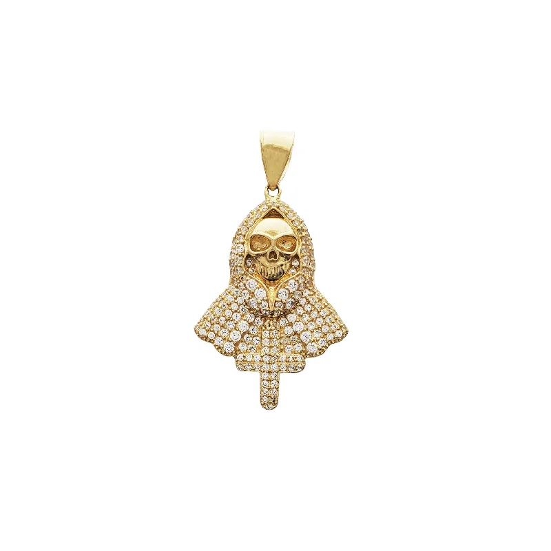 real tourmaline birthstone ring Iced-out Hooded Death Pendant (14K)