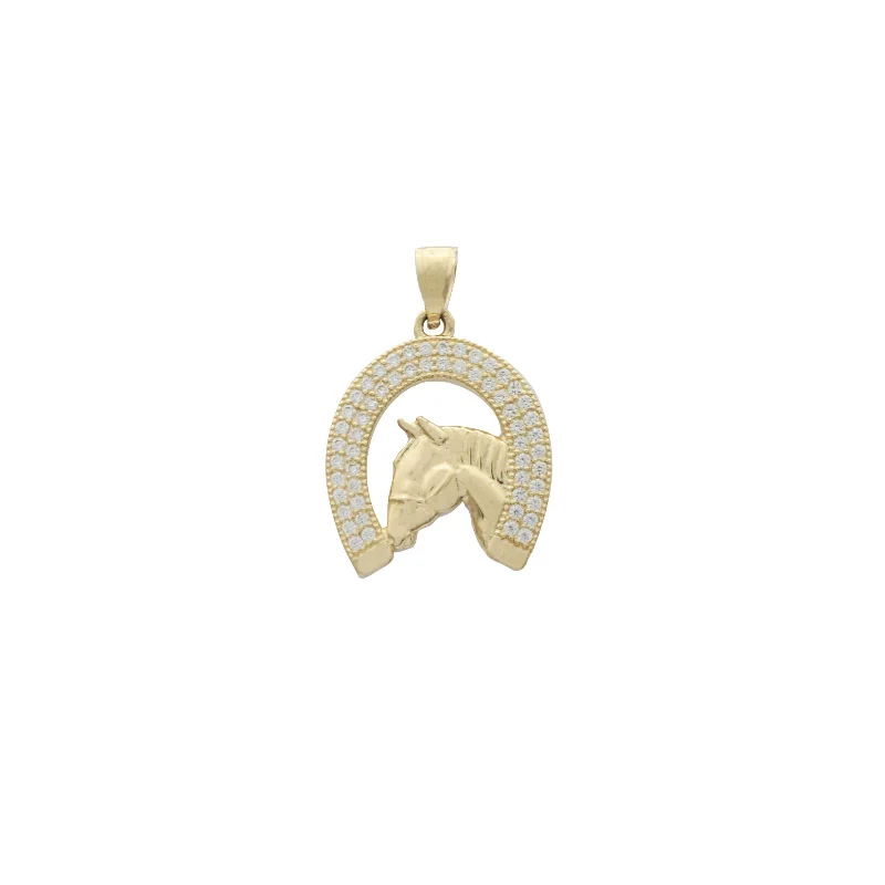 tiny diamond cross necklace Iced-Out Horseshoe Pendant (14K)