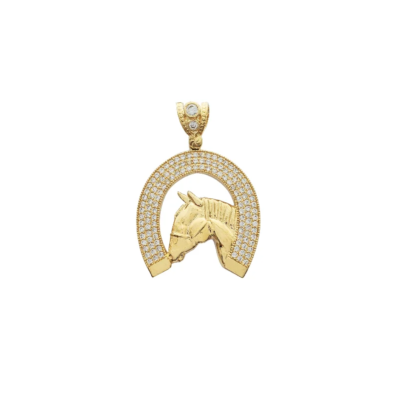 classic tennis bracelet white gold Iced-Out Horseshoe Pendant (14K)