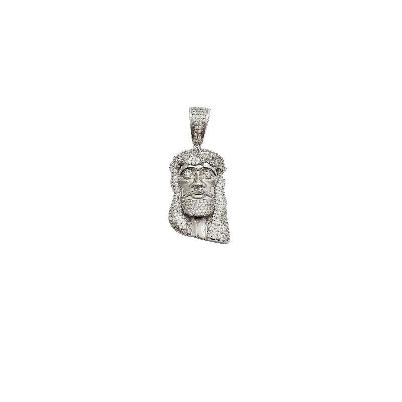 celestial moonstone ring gold Iced-Out Jesus Head CZ Pendant (Silver)
