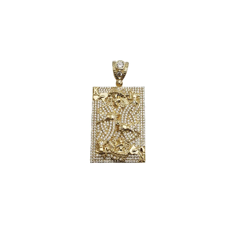 birthstone stacking rings set Iced-Out Poker Card CZ Pendant (14K)