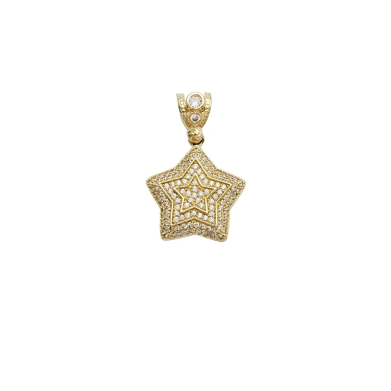 celestial galaxy planet necklace Iced-Out Puffy Star CZ Pendant (14K)