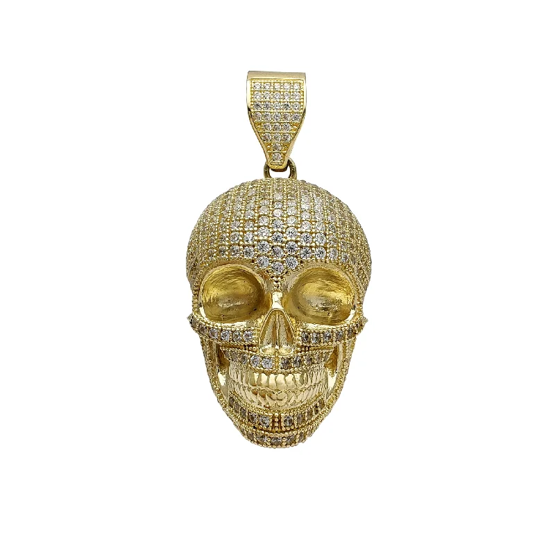delicate heart stud earrings Iced-Out Skull Pendant (14K)