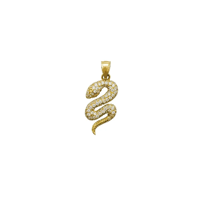 black and gold wedding band Iced-Out Snake CZ Pendant (14K)