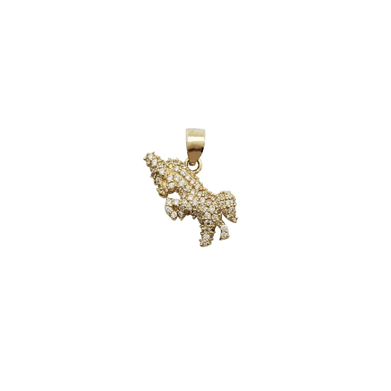 real turquoise drop earrings Iced-Out Unicorn CZ Pendant (14K)