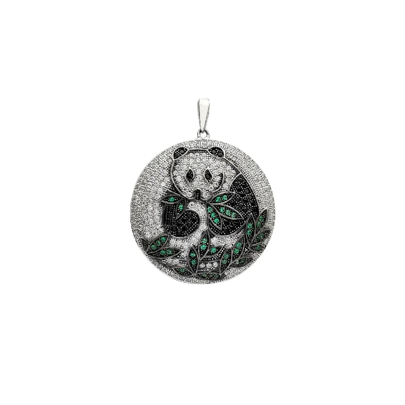 tiny star constellation bracelet Icy Panda Round Medallion Pendant (Silver)