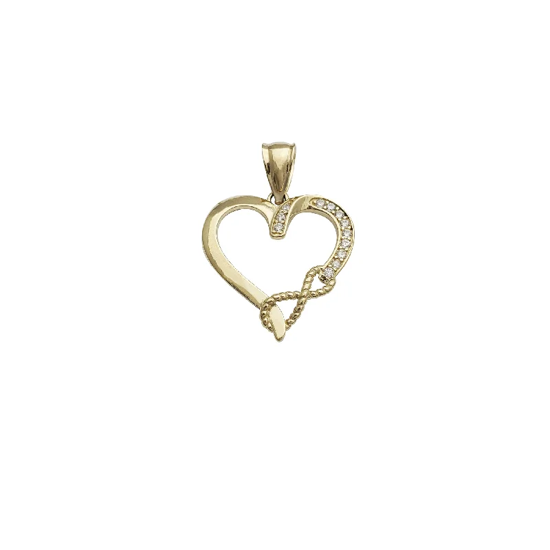 simple gold stacking rings Infinity Knot Heart CZ Pendant (14K)