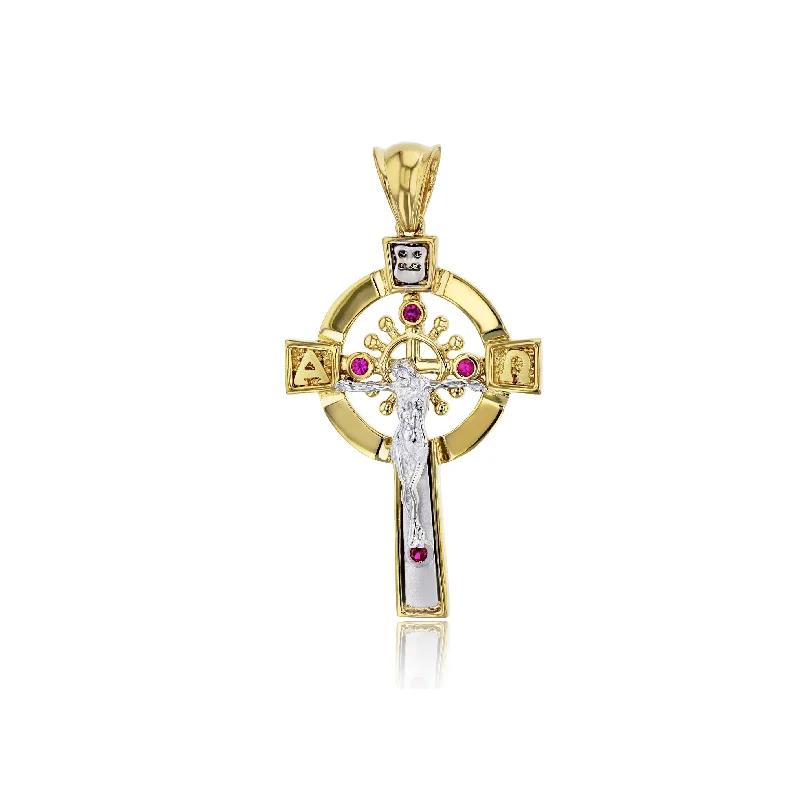 dainty chain bracelet layered Jesus Cross Pendant (14K)