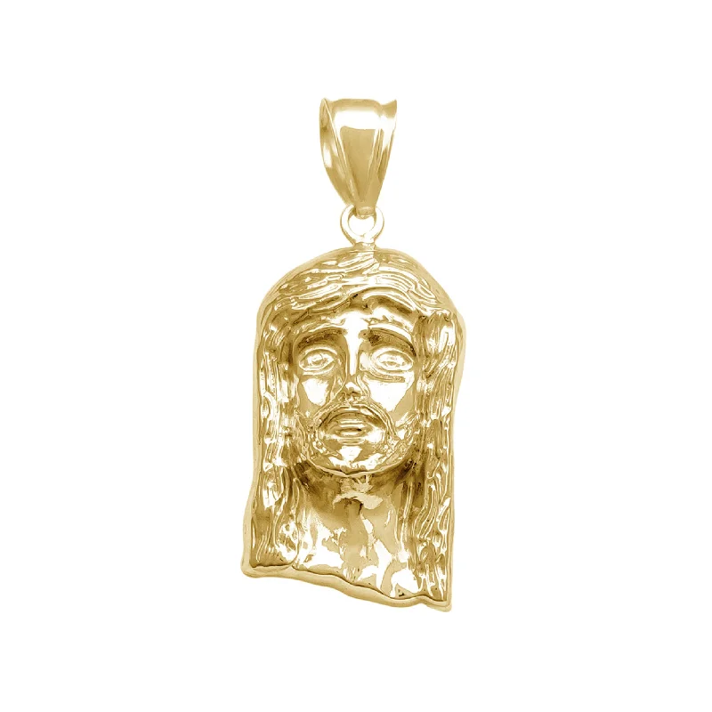 real tiger’s eye bead bracelet Jesus Head Closed-Back Pendant (10K)
