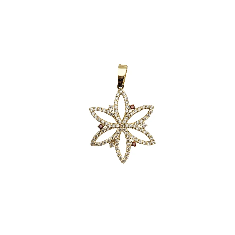 minimalist wedding band set Leather Flower Pendant (14K)
