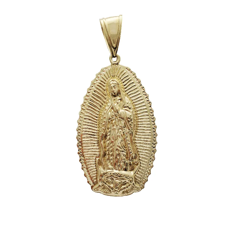 minimalist clover charm bracelet Lightweight Halo Virgin Mary Pendant (14K)
