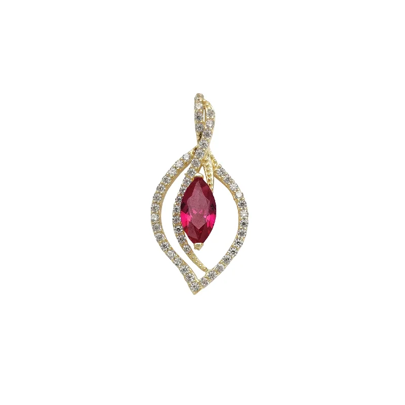 vintage-inspired gold locket Marquise & Round Zirconia Fancy Pendant (14K)