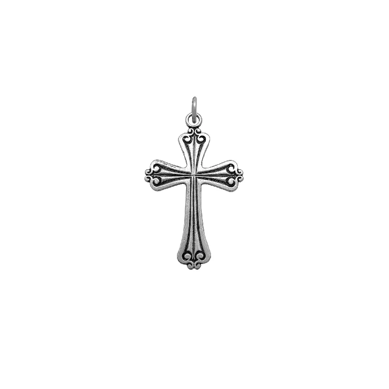 unique gemstone cocktail ring Matte Antique-Finish Cross Pendant (Silver)