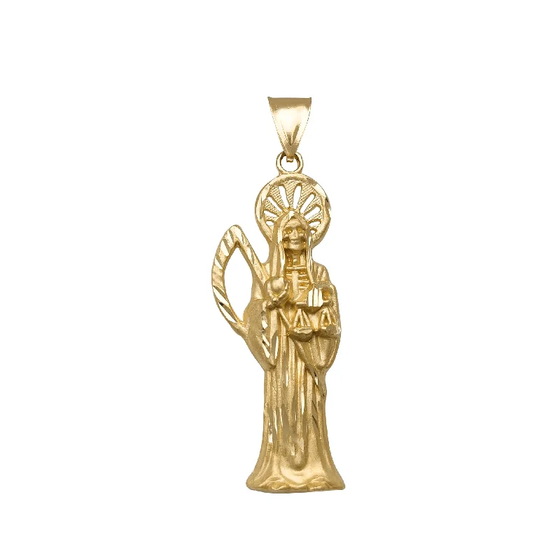 emerald-cut aquamarine necklace Matte & DC Textured Santa Muerte Pendant (14K)
