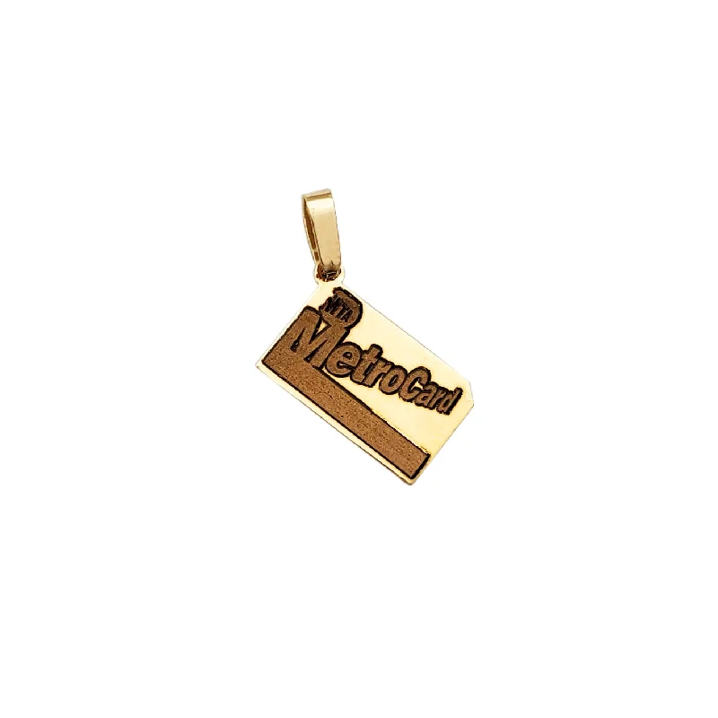 personalized couple’s bracelet engraved Metro Card Pendant (14K)
