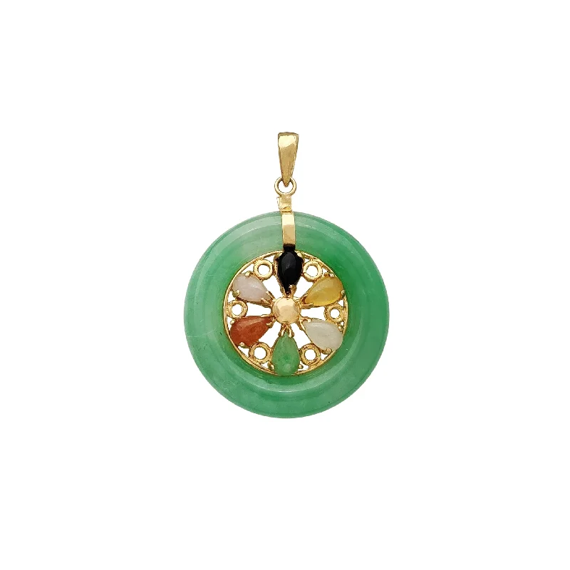 classic gemstone stud earrings Multi-Color Flower Halo Jade Pendant (14K)