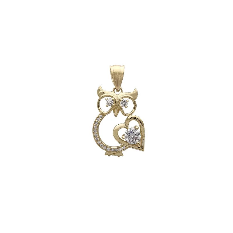 celestial star cluster earrings Outlined Owl CZ Pendant (14K)