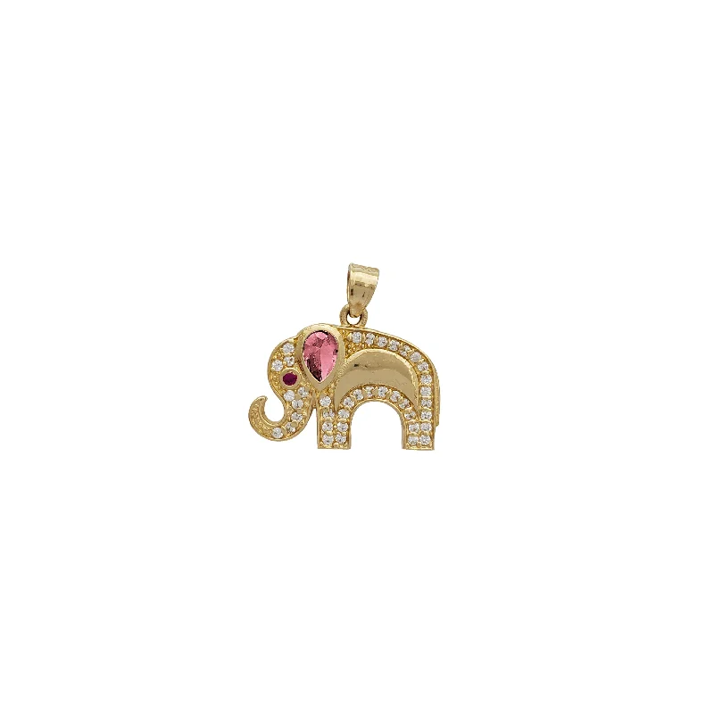 classic diamond solitaire earrings Pave CZ Elephant Pendant (14K)