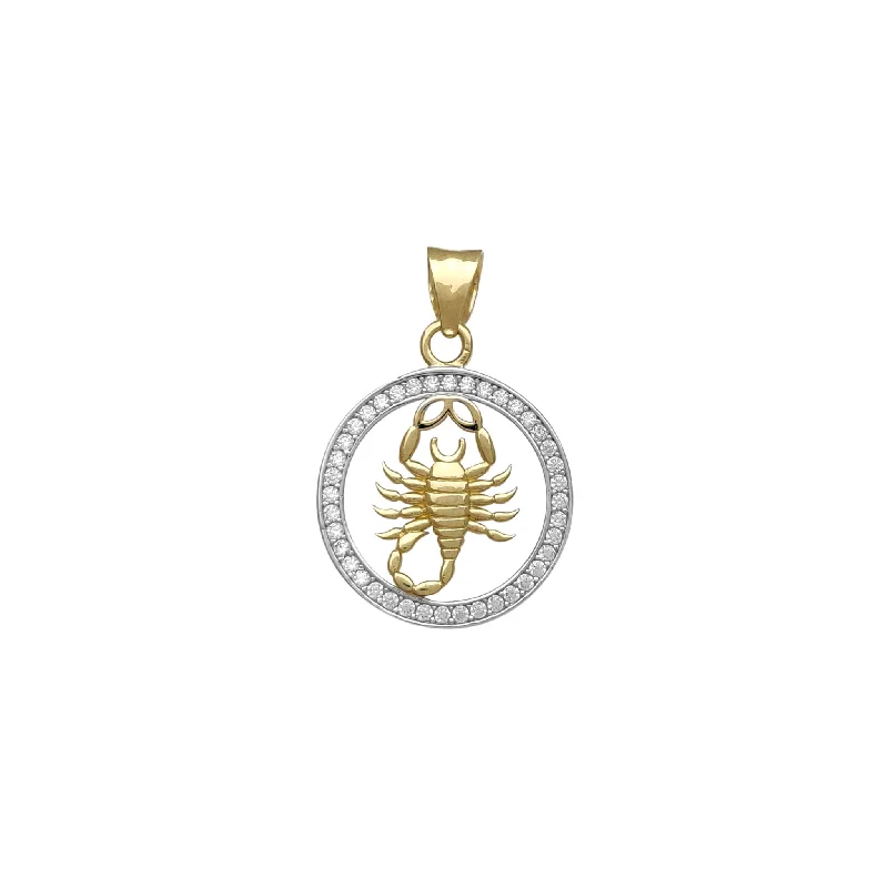 rose gold snake chain bracelet Pave Halo Scorpion Medallion Pendant (14K)