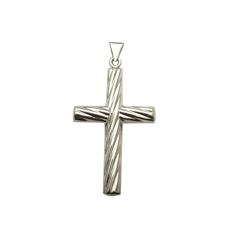 natural jade ring Puffy Cross Pendant (Silver)