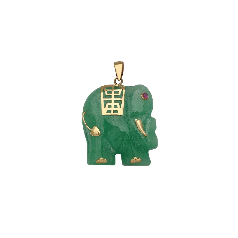 vintage turquoise pendant necklace Red-Eye Ornament Elephant Jade Pendant (14K)