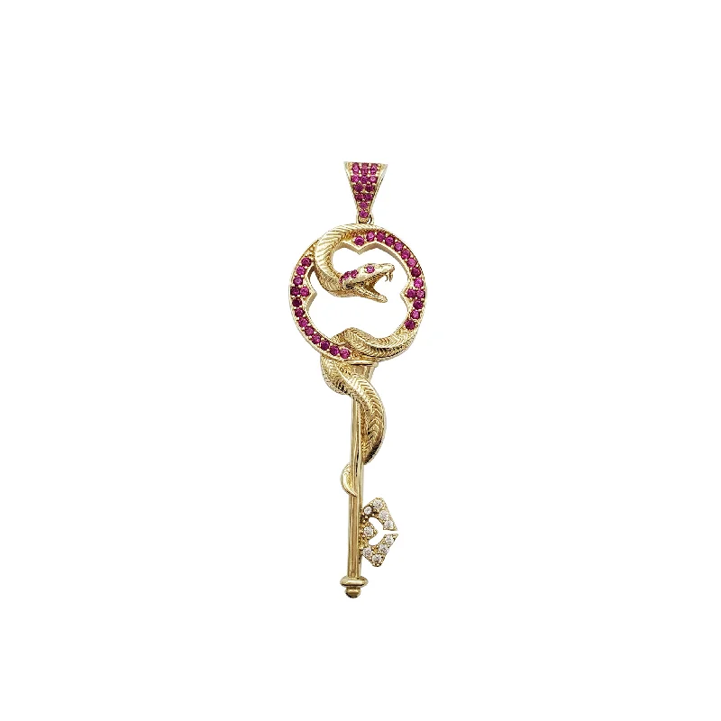 bold chunky cocktail ring Snake Key CZ Pendant (14K)
