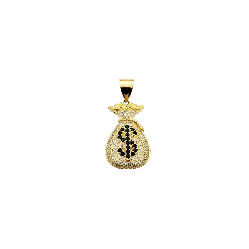 simple turquoise stud earrings Sparkling Money Bag with Black Dollar Sign Symbol Pendant (10K)