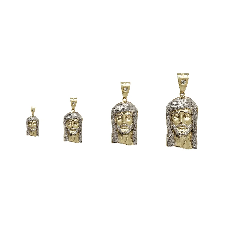white gold infinity ring Stone-Set Bail Two-Tone Jesus Head Pendant (10K)