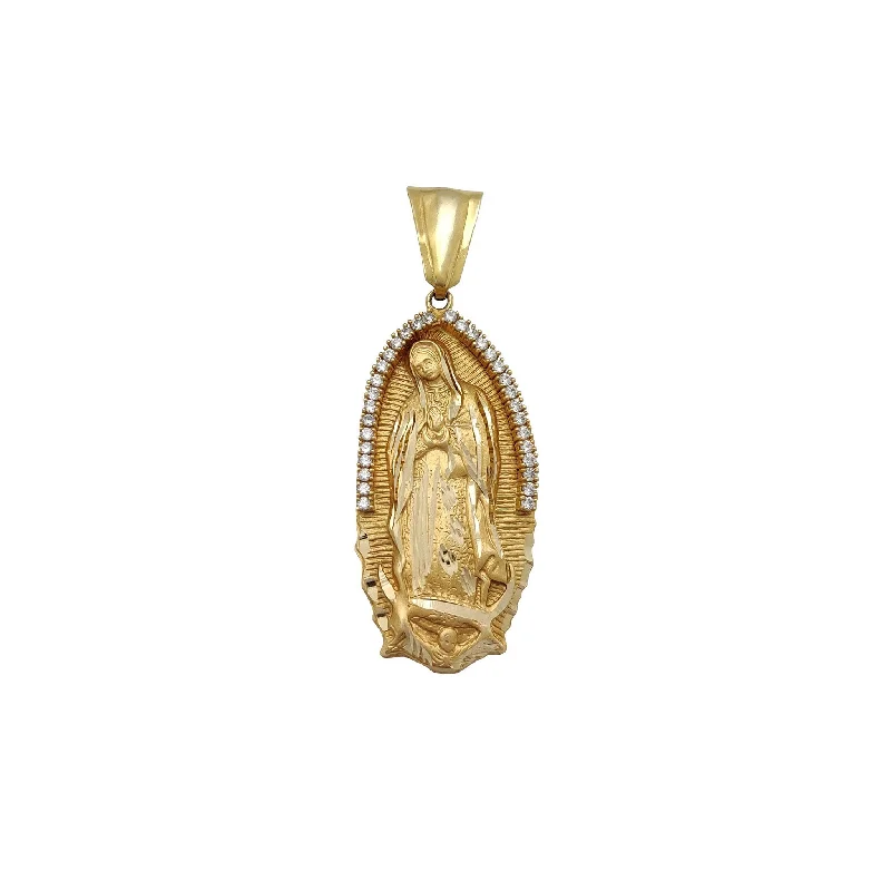 zodiac constellation bracelet silver Stone-Set Oval Virgin Mary Pendant (14K)