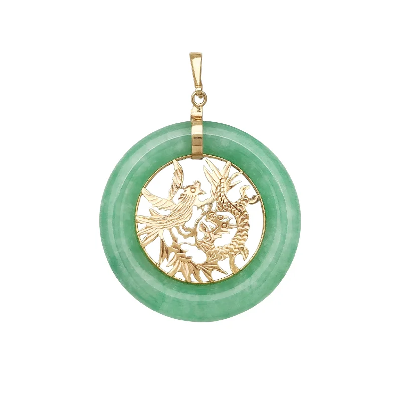 personalized couple’s keychain pendant Textured Dragon Halo Jade Pendant (14K)