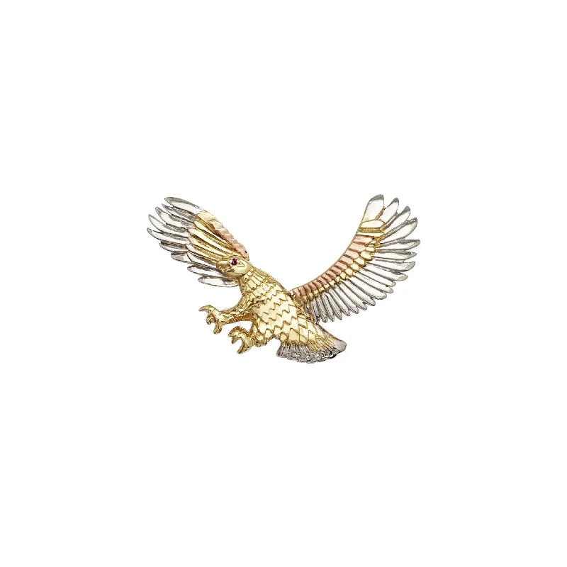 adjustable minimalist wave bracelet Tri-Color Eagle Pendant (14K)
