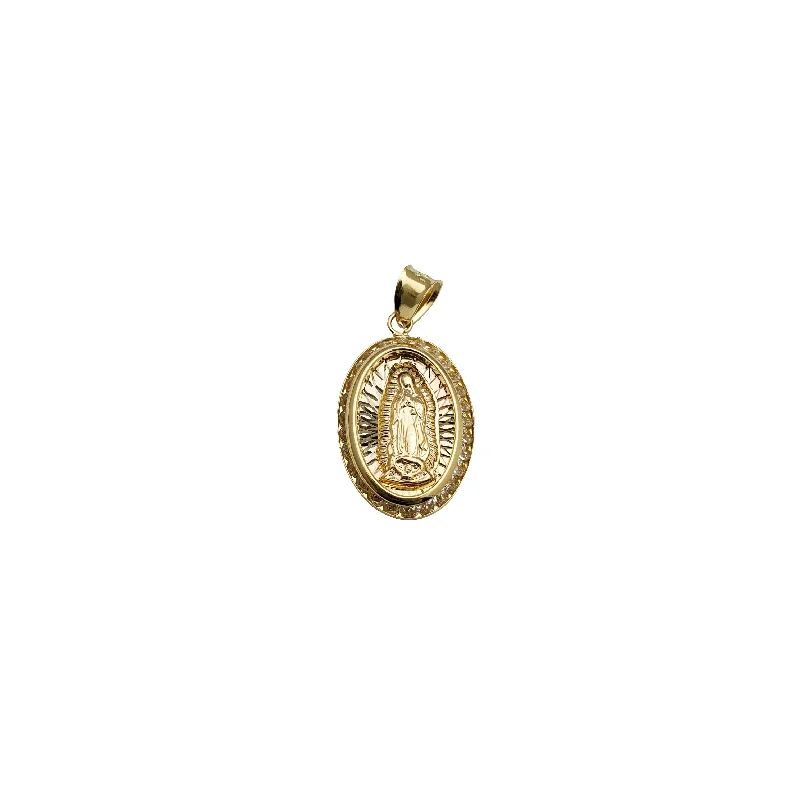 sterling silver lotus ring Tricolor CZ Guadalupe Pendant (14K)