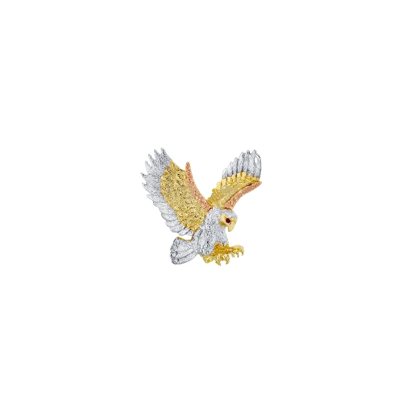 infinity necklace with birthstones Tricolor Texture CZ Eagle Pendant (14K)