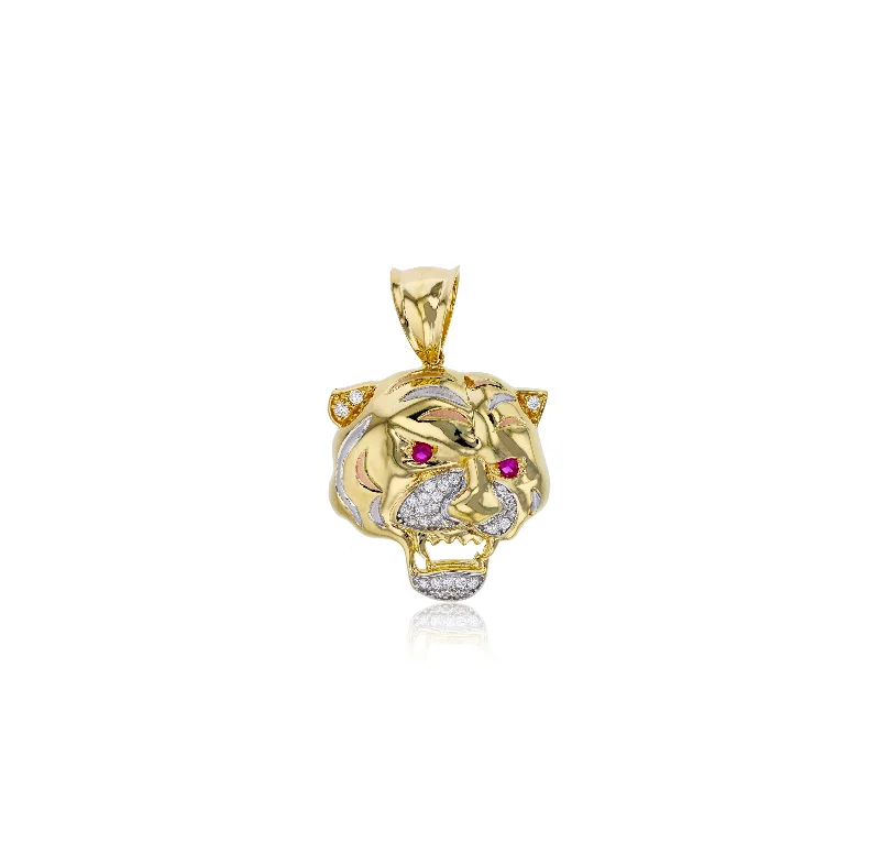 classic diamond solitaire necklace Tricolor Tiger Pendant (14K)