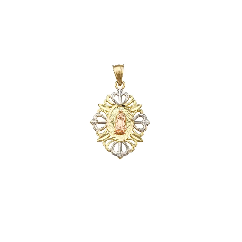 solid gold stacking rings set Tricolor Virgin Mary Pendant (14K)