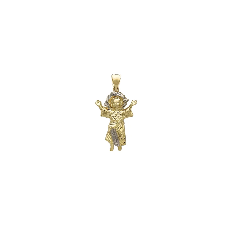 vintage-style diamond halo ring Two-Tone Baby Jesus Open Arms Pendant (14K)