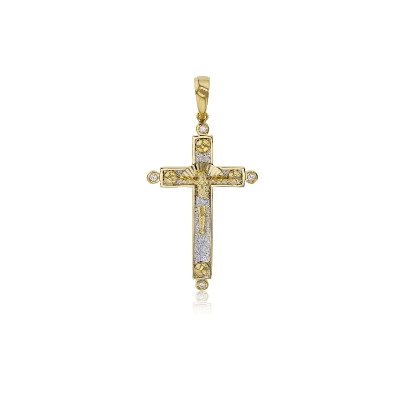 snake chain bracelet gold Two-tone Cross Jesus Pendant (14K)