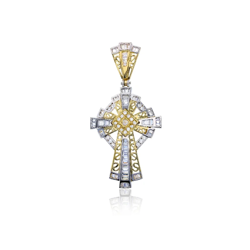 personalized photo locket necklace Two-tone Cross Pendant (14K)