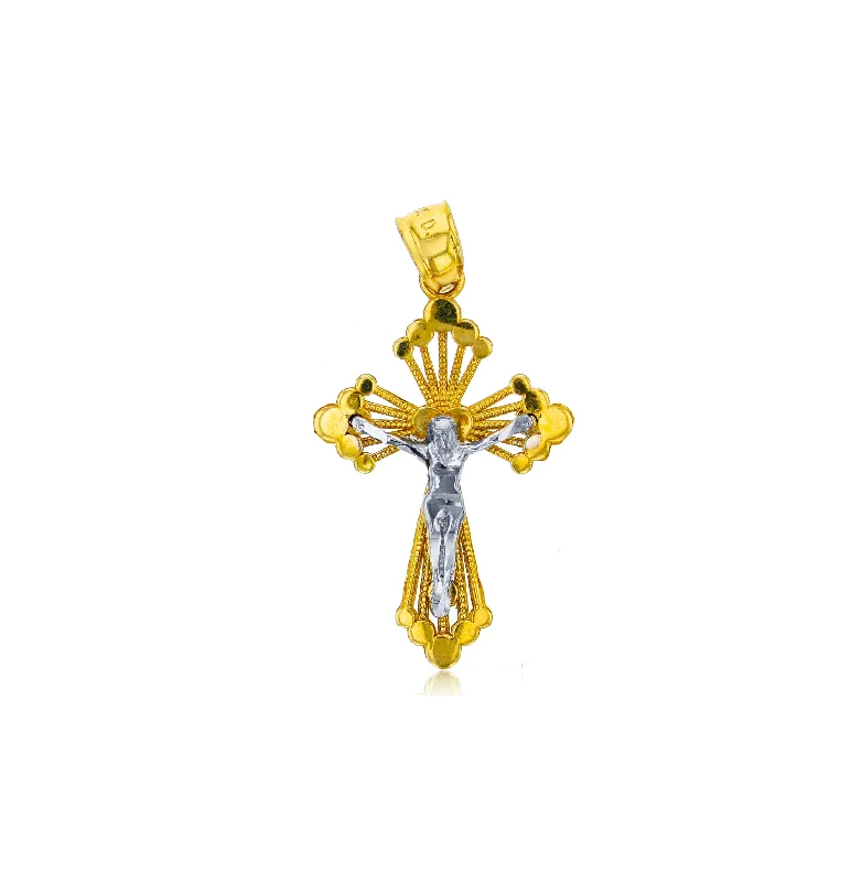 heart-shaped promise ring sterling silver Two-tone Cross Pendant (14K)