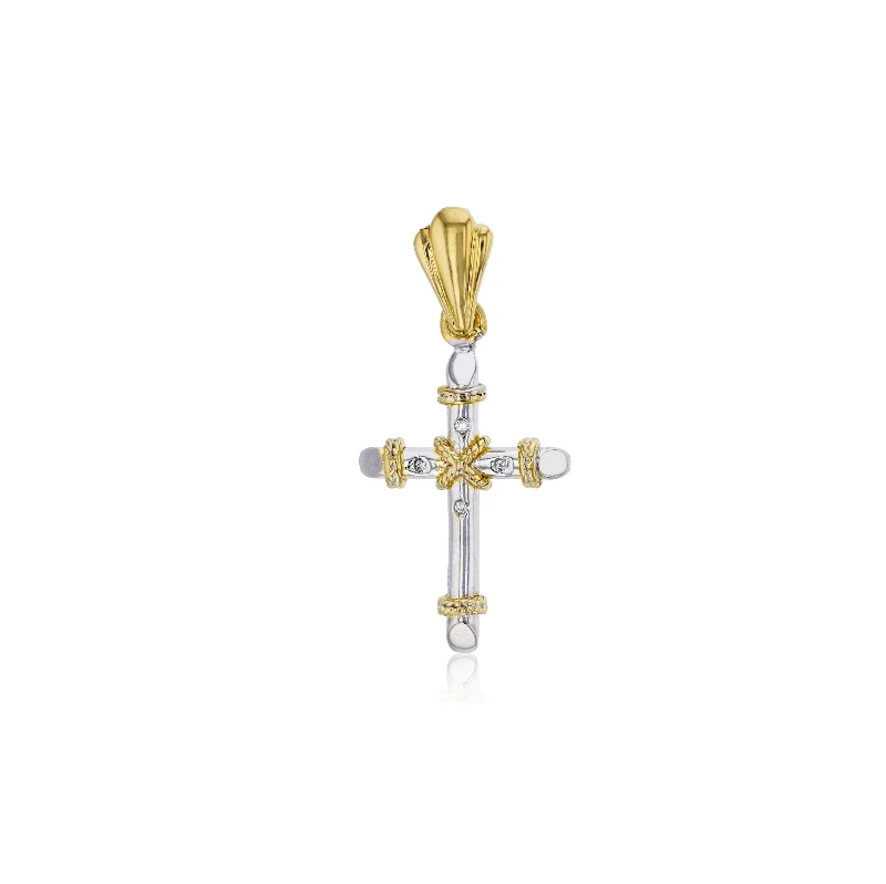 ethical lab-grown diamond ring Two-tone Cross Pendant  (14K)