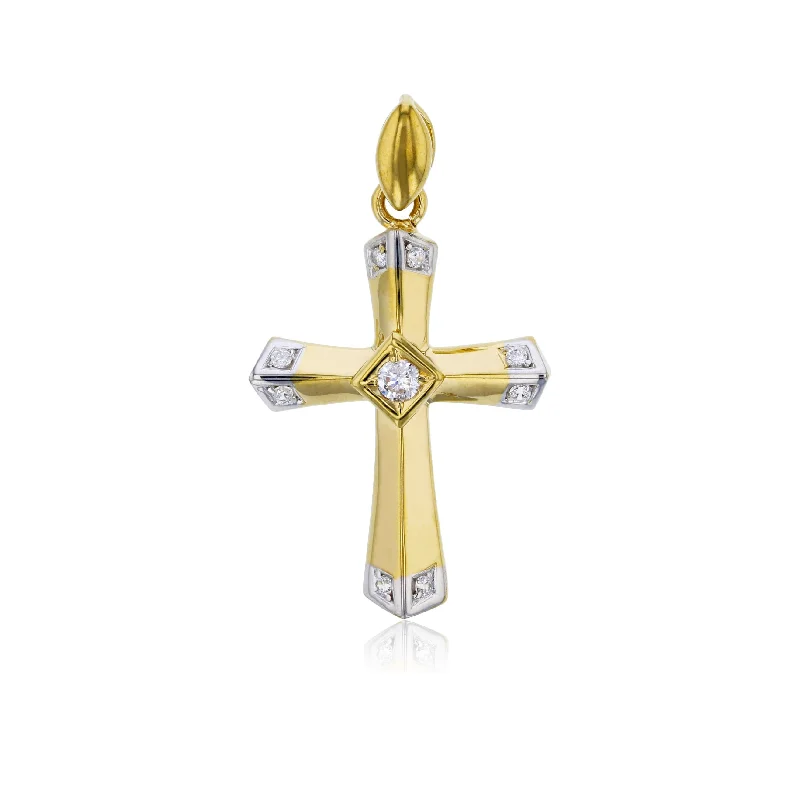 infinity loop ring rose gold Two-tone CZ Cross Pendant (14K)