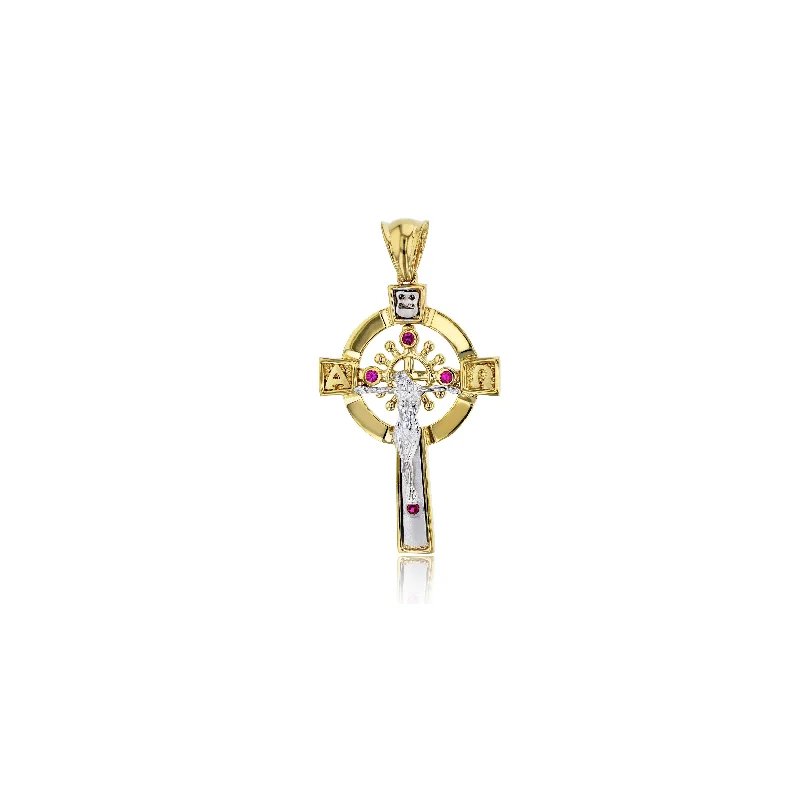 white gold necklace simple Two-tone CZ Cross Pendant (14K)