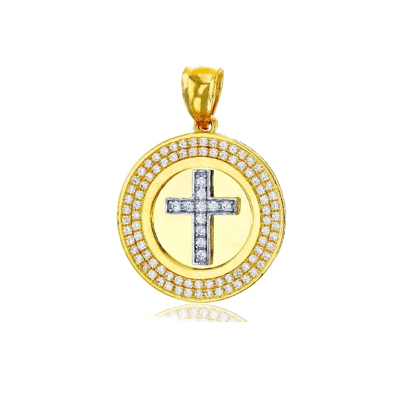 aquamarine birthstone necklace March Two-tone Micropave CZ Cross Cicrle Pendant (14K) aquamarine birthstone necklace March Two-tone Micropave CZ Cross Cicrle Pendant (14K)