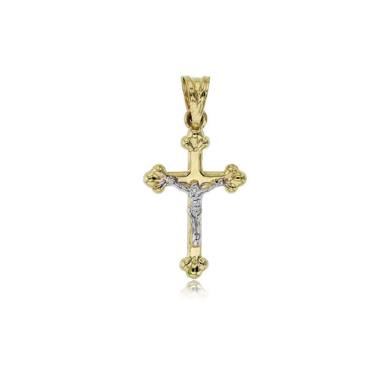 birthstone necklace for mom Two-tone Polished Clover Edges Crucifix Cross Pendant (14K) birthstone necklace for mom Two-tone Polished Clover Edges Crucifix Cross Pendant (14K)