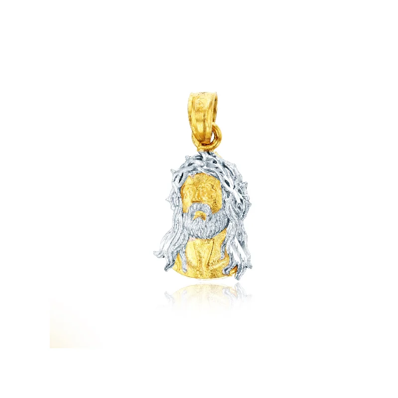 real opal ring for women Two-Tone Jesus Wavy Locks Mini Pendant (14K)