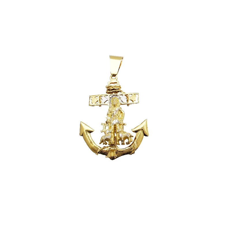 vintage-inspired moonstone necklace Two-tone Saint Lazarus Anchor Pendant (14K)