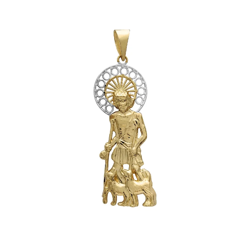 bold gothic skull necklace Two-Tone Saint Lazarus Pendant (14K)